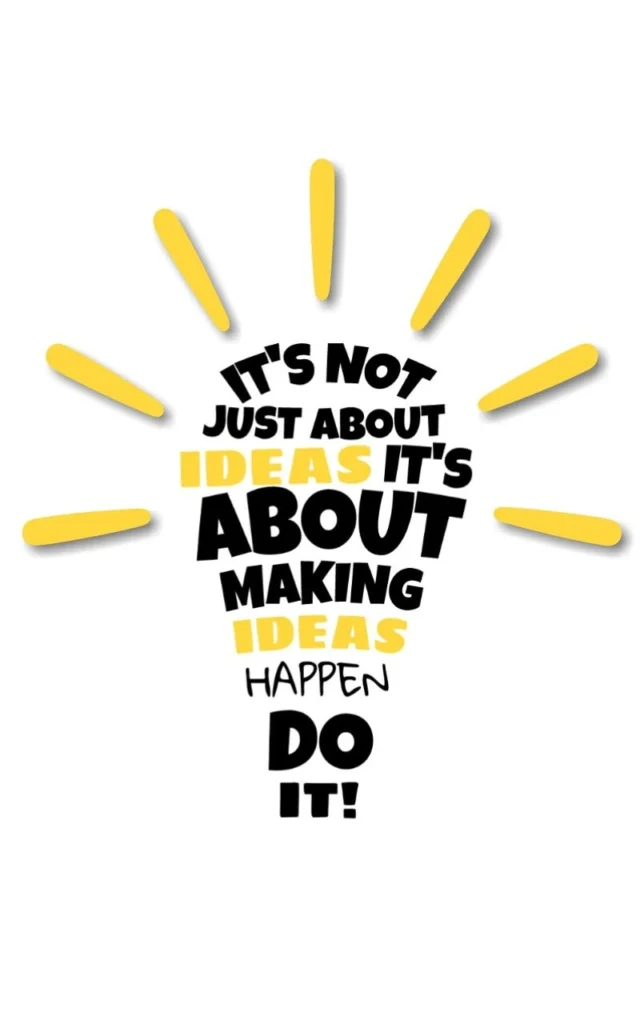 Motivational graphic about executing ideas for digital marketing success